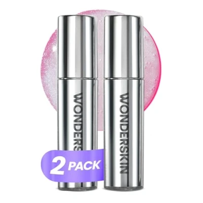 Image of Wonderskin Lip Rehab Serum Oil, 2 Pack Color Changing Oil from Clear to Pink PH activated, Non sticky &amp; Hydrating Tinted for Dry Lips (Kissed)