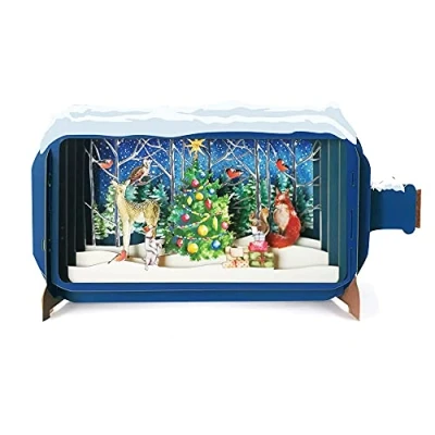 Image of Message In A Bottle Furry Friends Pop Up Christmas Greeting Card By Alljoy Cards XMIB011