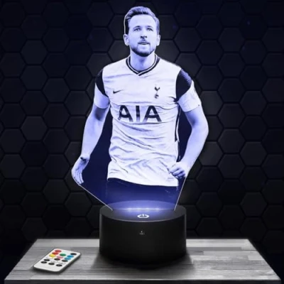 Image of Bedside Lamp, Night Light H. Kane Football Player Sport 3D LED Illusion Christmas Birthday Gift Idea for Boys and Girls Children&#039;s or Adult Bedroom