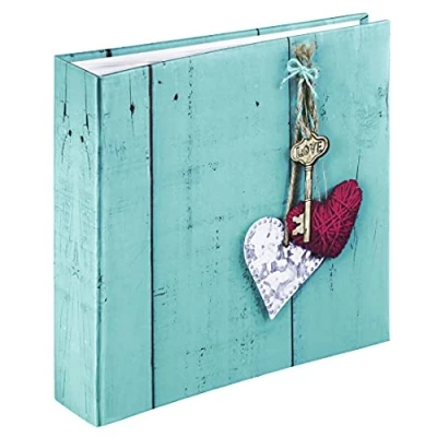 Image of Hama &quot;Rustico&quot; Photo Album, 100 white pages (50 sheets), Slip in Album for 200 photos 10 x 15 cm format, Love Key