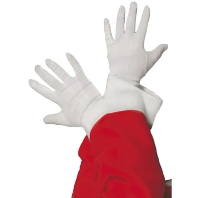 Image of Smiffys Santa Gloves, White , Christmas Fancy Dress Accessory, Up Accessories