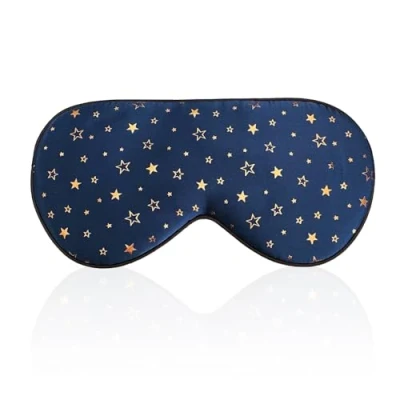 Image of townssilk 100% Silk Sleep mask with Adjustable Strap,Comfortable and Super Soft Eye Ultimate Sleeping aid,Blindfold goldenstar Bule