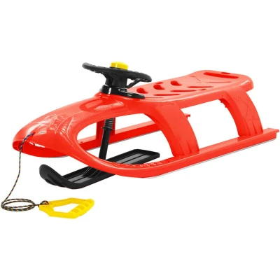 Image of vidaXL Sledge with Wheel Red 102.5x40x23 cm Polypropylene