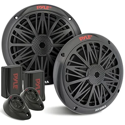 Image of PYLE 200 Watt Marine Boat Speaker System Weather Proof Dual 2 Way 6.5 Inch Outdoor Speakers w/ 85Hz 6kHz Frequency Response, Heavy Duty 8oz Magnet Structure PLMR6KB,Black