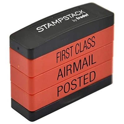 Image of Trodat 3 in 1 Business Stamp Stack with texts FIRST CLASS AIRMAIL POSTED