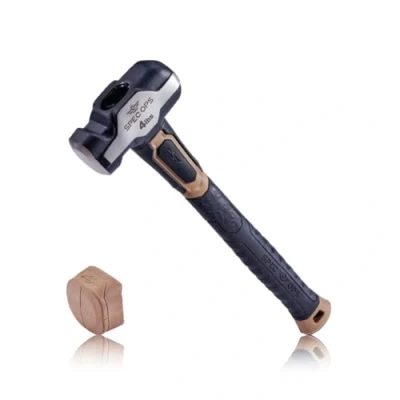 Image of Spec Ops Tools Engineering Hammer, 4 lb Sledgehammer with Removable Soft Mallet Cap &amp; Bi Material Shock Absorbing Vibration Dampening Handle, 3% Donated to Veterans, Black/Tan