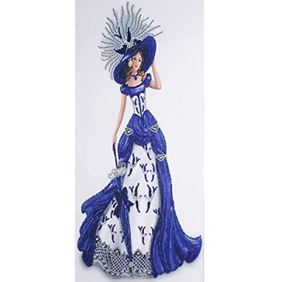 Image of 5D Diamond Art Painting Kits Dress Lady Full Round Drill Elegant Gem Craft for Home Wall Decor Gift Adults and Kids 12 x 24 inch (Bule Dress)