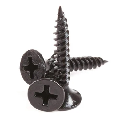 Image of 100x Black Fine Thread Bugle Head Drywall Screws for Securing Plasterboard Ceiling Track Systems M3.5 x 25mm