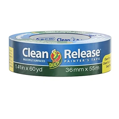 Image of Duck Tape Clean Release Blue Painters Masking Tape, Indoor Painting and Decorating Multi Surfaces Prevent Paint Bleed 36mm x 55m