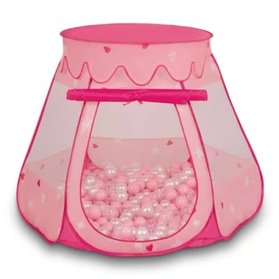 Image of Selonis Play Tent, COLLAPSIBLE_PLAY_STRUCTURE Pink:Powder Pink Pearl Transparent, 105x90cm/100 balls, Unisex, Kids