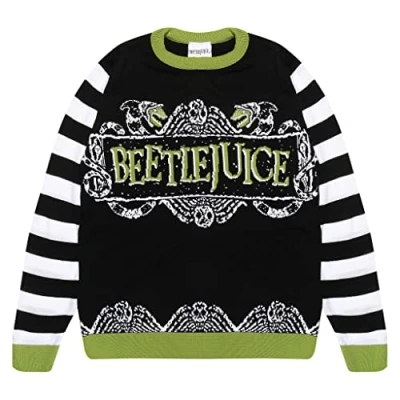 Image of Beetlejuice Logo Knitted Jumper, Adults, XS 5XL, Black, Official Merchandise