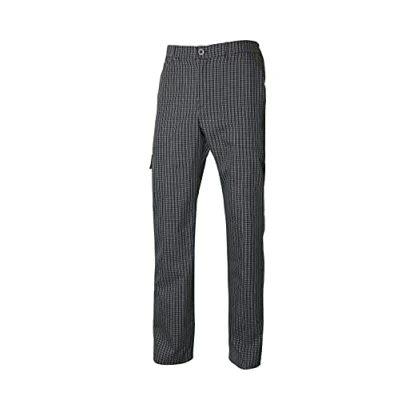 Image of VELILLA Unisex Pantalón de cocina a Cuadros multibolsillos Kochhose, schwarz kariert, L