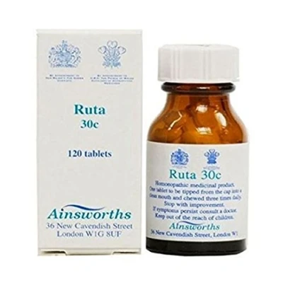 Image of Ainsworths 30C Ruta Homoeopathic Remedy Pack of 120 Tablets