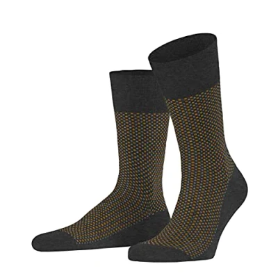 Image of FALKE Men&#039;s Uptown Tie M SO Cotton Patterned 1 Pair Socks, Grey (Anthracite Melange 3095), 7 8