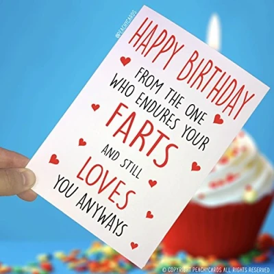 Image of Happy Birthday Cards, Husband Wife Funny Boyfriend, Girlfriend, Friend Card, Cards Farts Fun PC120