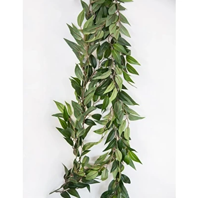 Image of Artificial Ruscus Garland 6ft Green Leaf Silk Wedding Decor Crafts