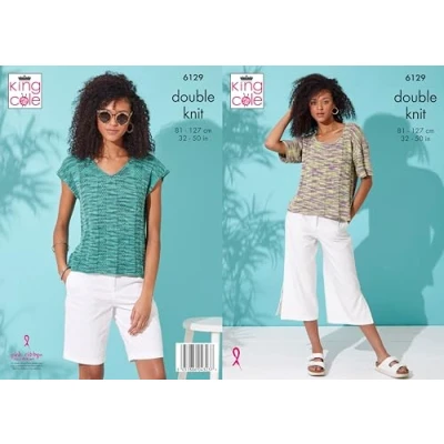 Image of King Cole Women’s Knitting Pattern Double Knit Ladies Top (6129), 32 50 (81cm 127cm)