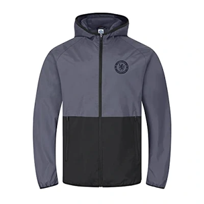 Image of Chelsea FC Official Football Gift Boys Shower Jacket Windbreaker Black 4 5 Years