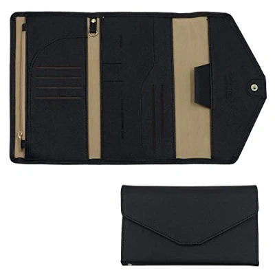 Image of Multi Purpose Travel Wallet, RFID Blocking Wallet Passport Holder, Document Organizer Cover Case for Passport, Credit Card (Black)