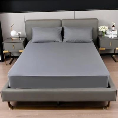 Image of King Size Fitted Sheets Charcoal Microfiber 25cm Sheet 152x200+25cm (Charcoal, King)
