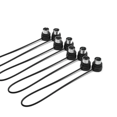Image of CME MIDI Cable 4 Pack 1FT / 30cm, 5 pin DIN, Low Profile Mirrored 45 Degree Angled Ultra Thin Plugs for Compact Spaces Ideal Interface, Pedalboard, Keyboard