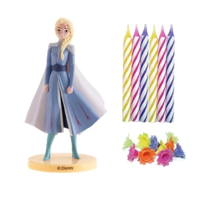 Image of dekora Birthday Cake Decoration Frozen PVC Kit with 10 Candles Attractive Design
