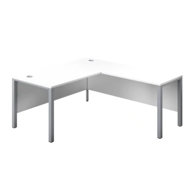 Image of 1800X800 Goal Post Right Hand Return Desk White Silver