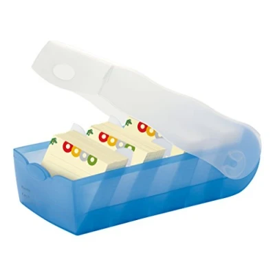 Image of HAN 998 643, CROCO Flashcard Index Box. For learning vocabulary in an ingeniously simple way, A8, translucent blue