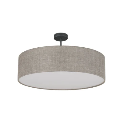 Image of Rondo Semi Flush 60cm Cylindrical Ceiling Light Linen 4xE27