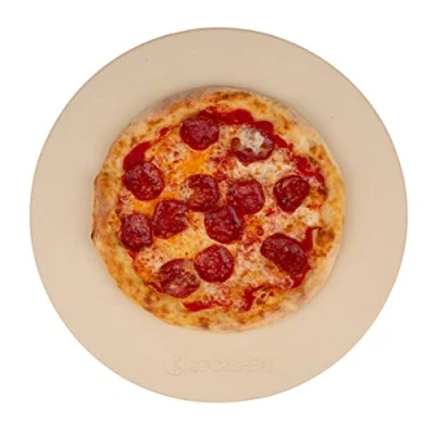 Image of ROCKSHEAT 40.6 x 1.6cm 16&quot; Round Pizza Stone, Cordierite Stone for Oven Grill BBQ, Food Grade Baking and Bread, Outdoor Accessories Grilling