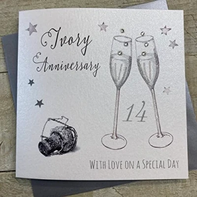 Image of White Cotton Cards Ivory Love On Your Special Day Handmade 14th Anniversary Card, WA14