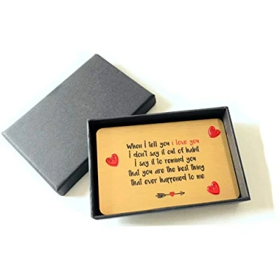 Image of Sentimental Wallet Card Keepsake Metal When I Tell You Love Boxed Gift (Brushed Gold)