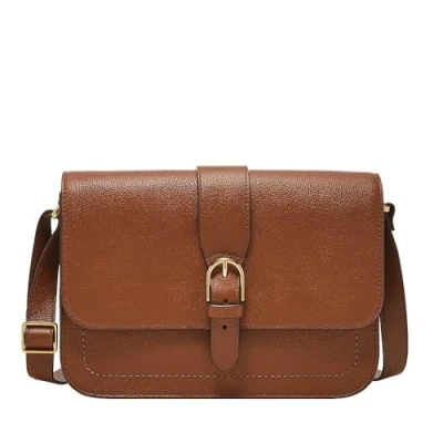 Image of Fossil women&#039;s Zoey bag, black leather small flap crossbody l: 19.7 cm, w: 3.8 h: 11.4 ZB1937001
