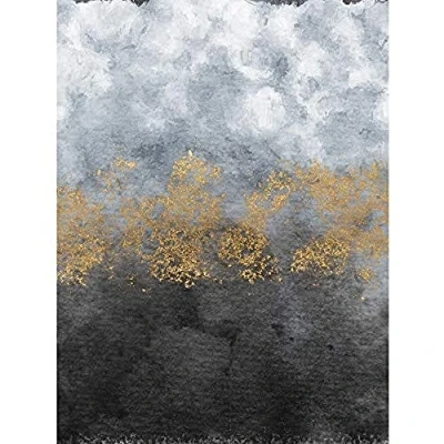 Image of Wee Blue Coo Abstract Grey Gold Watercolour Art Print Canvas Premium Wall Decor Poster