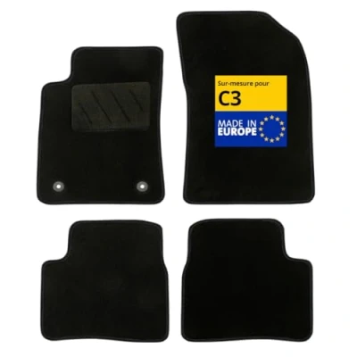 Image of DBS Car Floor Mats Tailored for C3 With Fixing Clips Non Slip Mat Galaxy Carpet Pack of 4