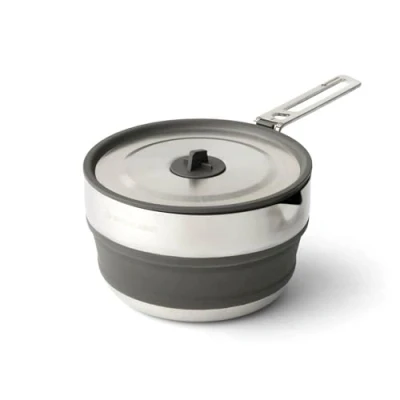 Image of Sea to Summit Detour Stainless Steel Collapsible Pouring Pot 1.8L 1 2 Person With Spout Induction Cooktop Compatible BPA Free &amp; Silicone Camping Cookware 474g