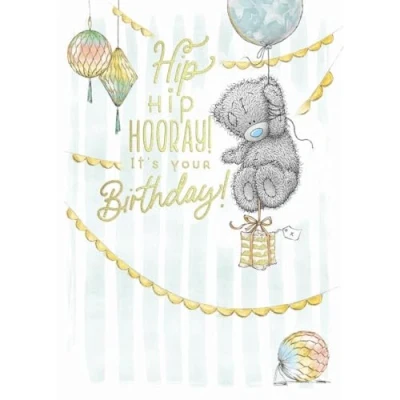 Image of Me To You Birthday Card Tatty Teddy Floating With Balloon Official Collection