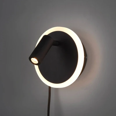 Image of Trio Leuchten Jordan 229210232 LED Wall Light Metal Matt Black with 5 Watt + 2