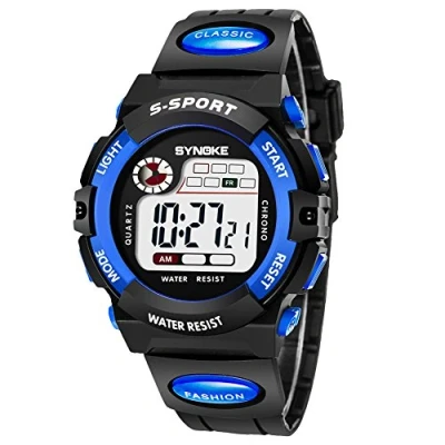 Image of Kids Sport Outdoor Digital Multifunction Watches Alarm Back Light Stopwatch Waterproof (Blue)