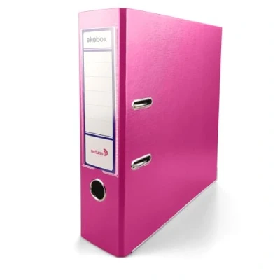 Image of Netuno 1x Folder Lever Arch Pink 2 Ring Binder Ekobox Organiser 8 cm 1,97 inch A4 Wide Cardboard for Office Shelf Folders Desk