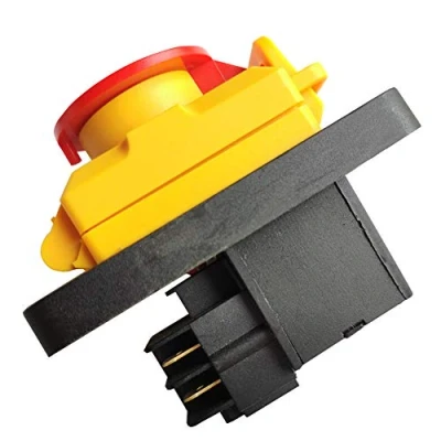 Image of KJD22 4 pins Industrial Electromagnetic Switch Emergency Stop Push Button Waterproof ON Off Pushbutton Switches for Woodworking Machine Tool Equipment AC 250V 12(10) A