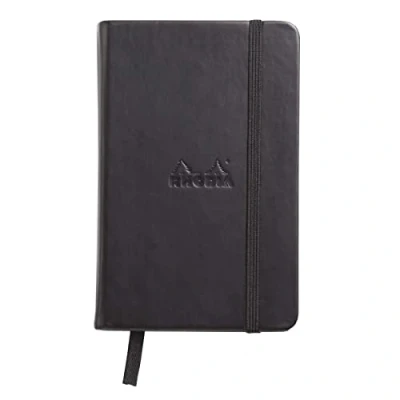 Image of RHODIA 118569C Rigid Notebook Webnotebook Black A6 Dotted Dot 192 pages Clairefontaine Ivory Paper 90 g/m Bookmark, Elastic Closure Faux Leather Cover