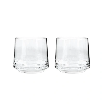 Image of Denby Natural Canvas Small Tumblers Set of 2 400ml Hand Blown Finished Water Glasses Dishwasher Safe, Contemporary Clear
