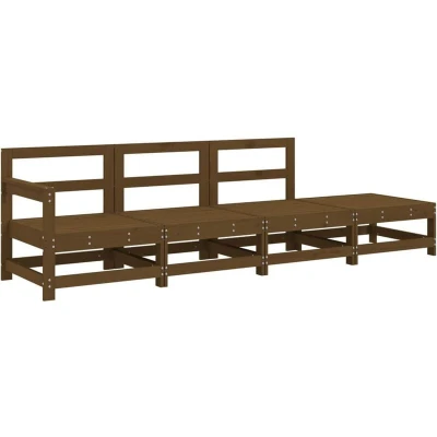 Image of vidaXL 4 Piece Garden Lounge Set Honey Brown Solid Wood Pine