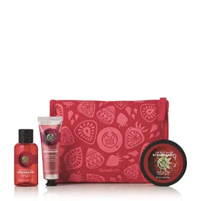 Image of Irresistibly Juicy Strawberry Delights Gift Bag Shower Gel (60ml) Body Butter (50ml) Hand Cream (30ml)