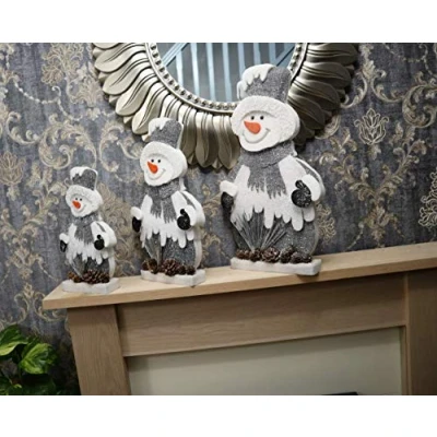 Image of SHATCHI Red/Grey Snowman Christmas Tabletop Figures Window Wall Door Holiday Home Xmas Glitter Foam Showpiece Decorations, 52cm/42cm/32cm, 52 CM