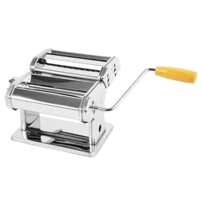 Image of Vogue 6 inch Pasta Machine, Chromed Steel Produces to a Variety of Thicknesses, in two widths Nickel Plated Rollers, Fresh Maker, Size: 146(H) x 205(W) 205(D) mm, J578