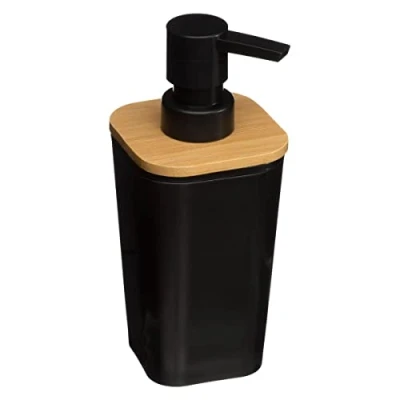 Image of 5 five simply smart Soap dispenser 200 ml Naturéo black, Bamboo, L. 7.6 x P. 7.3 H. 17.5 cm