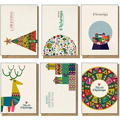 Image of 48 Recycled, Eco Friendly, Scandinavian Style Christmas Cards