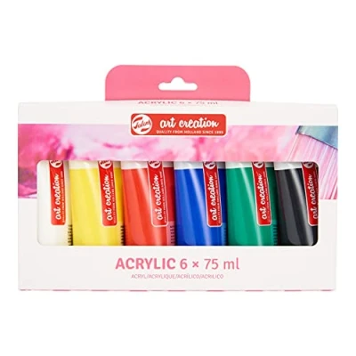 Image of Talens Art Creation Acrylic Paint Set, 6 Colors (75 ml tubes) Painting for Adults